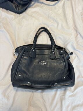 Coach Black Leather Satchel with Silver Hardware